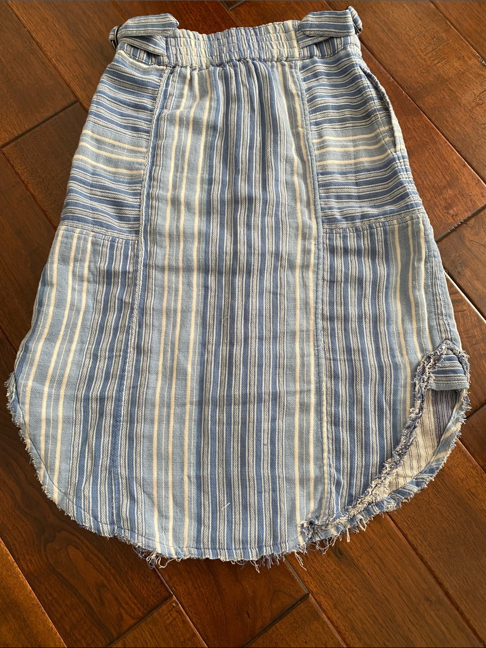 Free People Blue and White Striped Button-Front High-Low Skirt - Picture 2 of 3